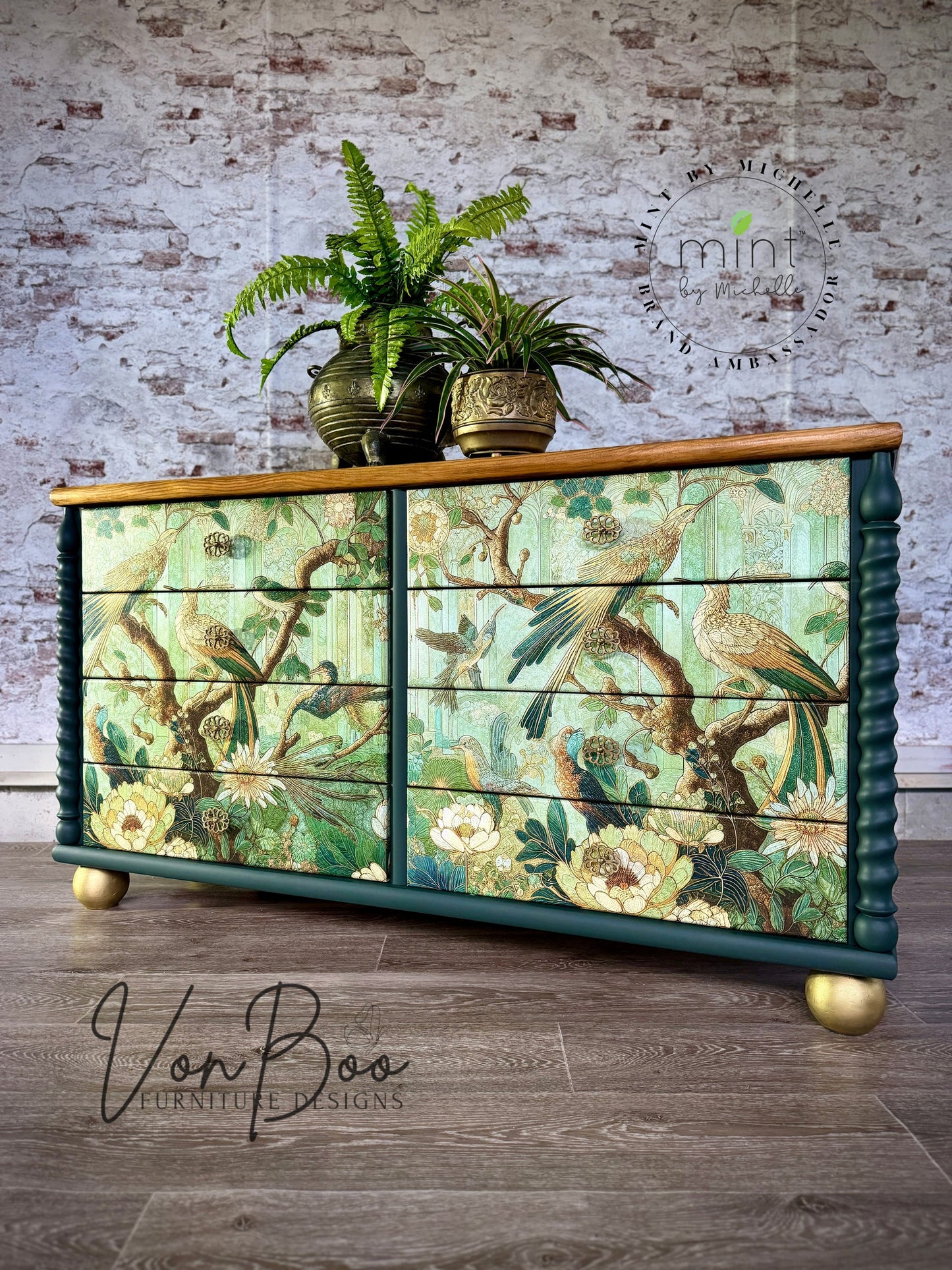 Green Tapestry Mint Decoupage Paper