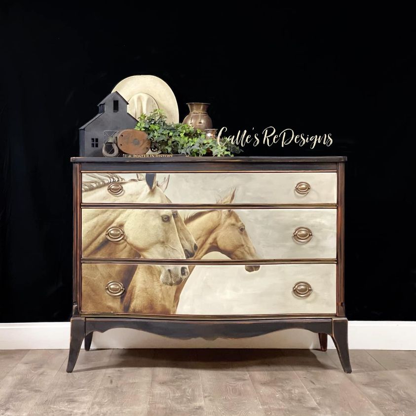 Sepia Horses Mint decoupage paper